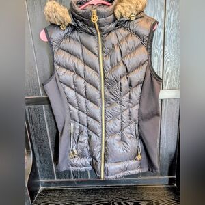 Women's Michael Kors Faux Fur Trim Hooded Vest Large